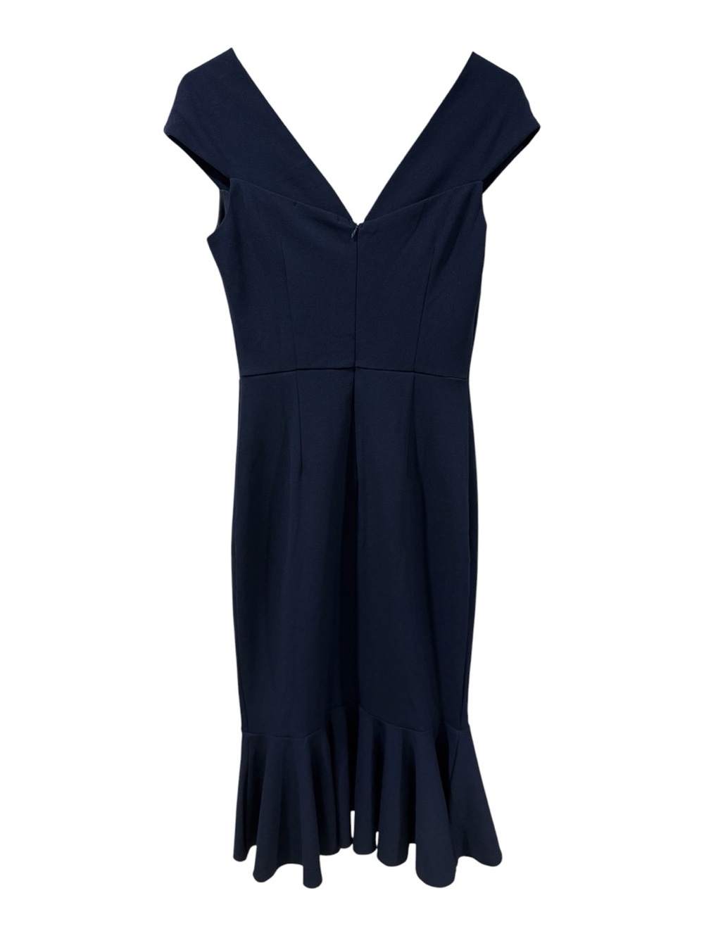 Off-Shoulder Navy One-Shoulder Ruffle Dress - Picture 2 of 2